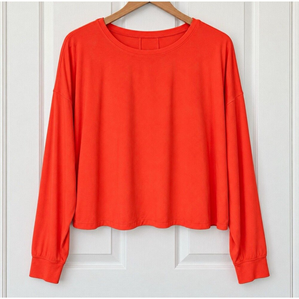 Lululemon Orange Long Sleeve Top Oversized Boxy Cropped Athleisure Running